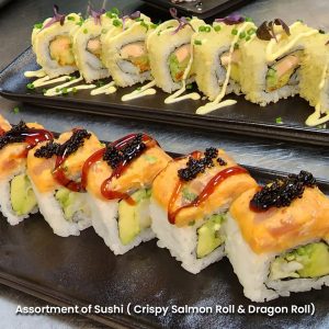 Assortment-of-Sushi-(-Crispy-Salmon-Roll-&-Dragon-Roll)
